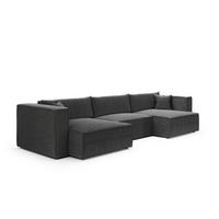 PANORAMASOFA Jimmy 5 Sitzplätze Grau - Grau, Holz (348/77/148cm) - Petits-meubles