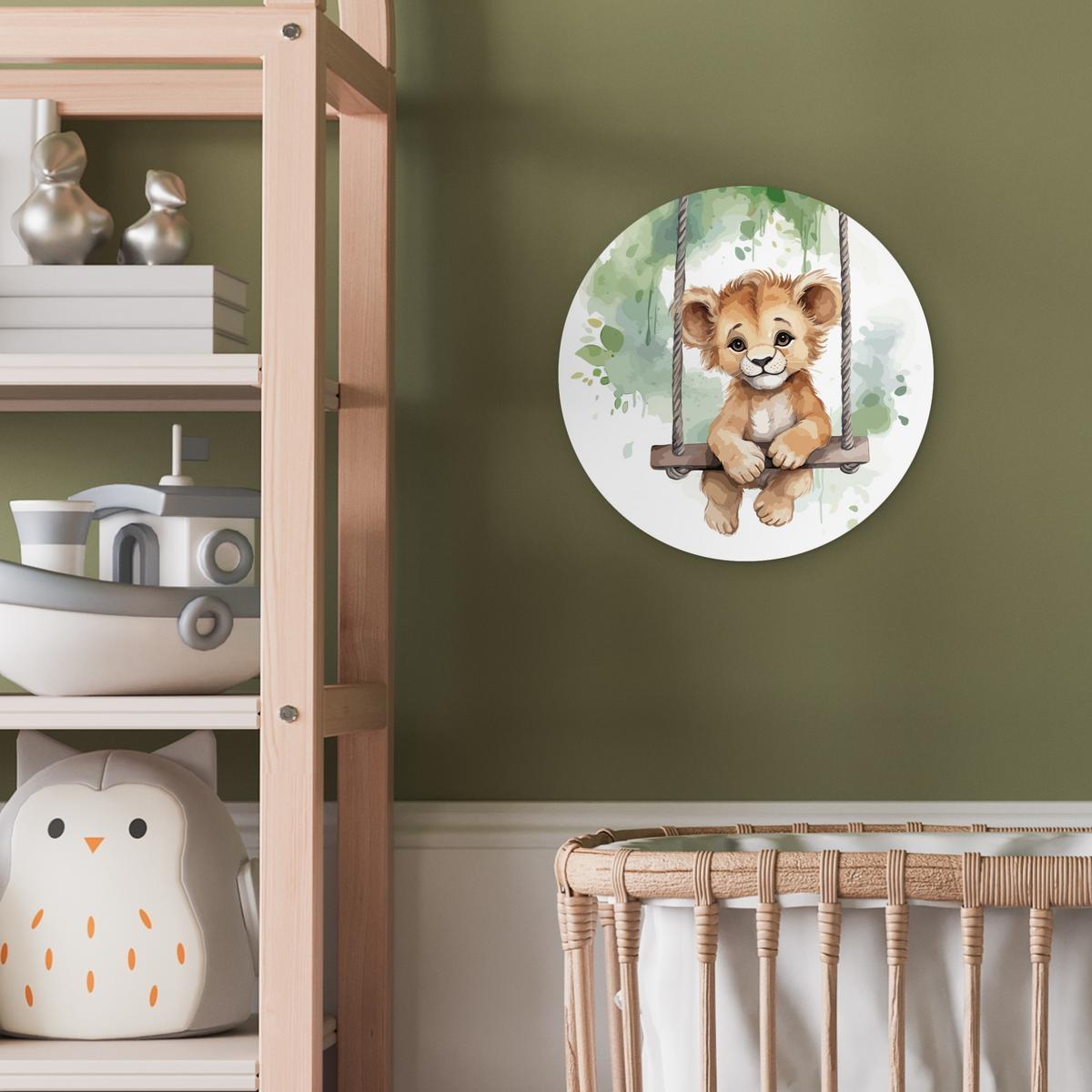 WANDBILD Löwe - Tier - Kinder - Dschungel Deko Wohnzimmer 30x30 cm - Hellbraun, Kunststoff (30/30cm) - MuchoWow