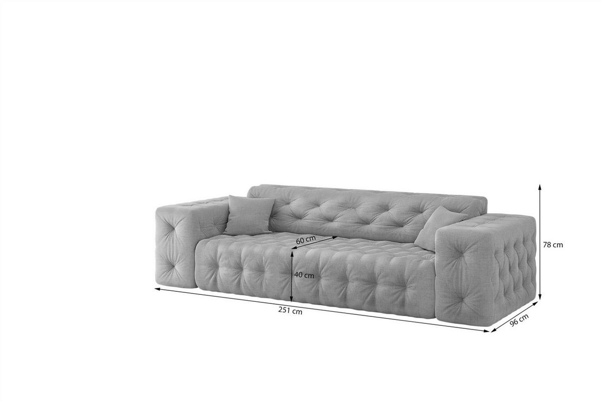 SOFASET Chantal In Moly - Creme, Holzwerkstoff/Textil (251/78/96cm) - Fun Möbel