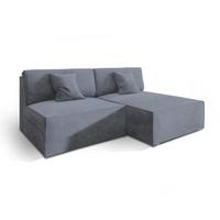 ECKSOFA FIORO M Grau Velours-Stoff mit Schlaffunktion - Grau, Holz/Kunststoff (204/148cm) - MASSENO
