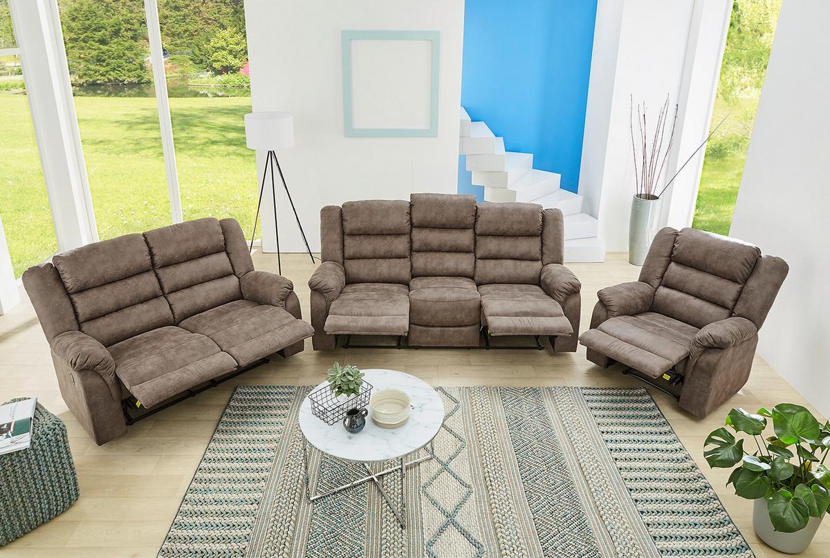 RELAX-FERNSEHSESSEL Federkern, Liegefunktion verstellbar durch halbautomatische Relaxfunktion B95/T93/H103 cm, Mikrofaser Vintage Graubraun / 15132 - Graubraun/Schwarz, Textil (95/103/93cm) - luma-home