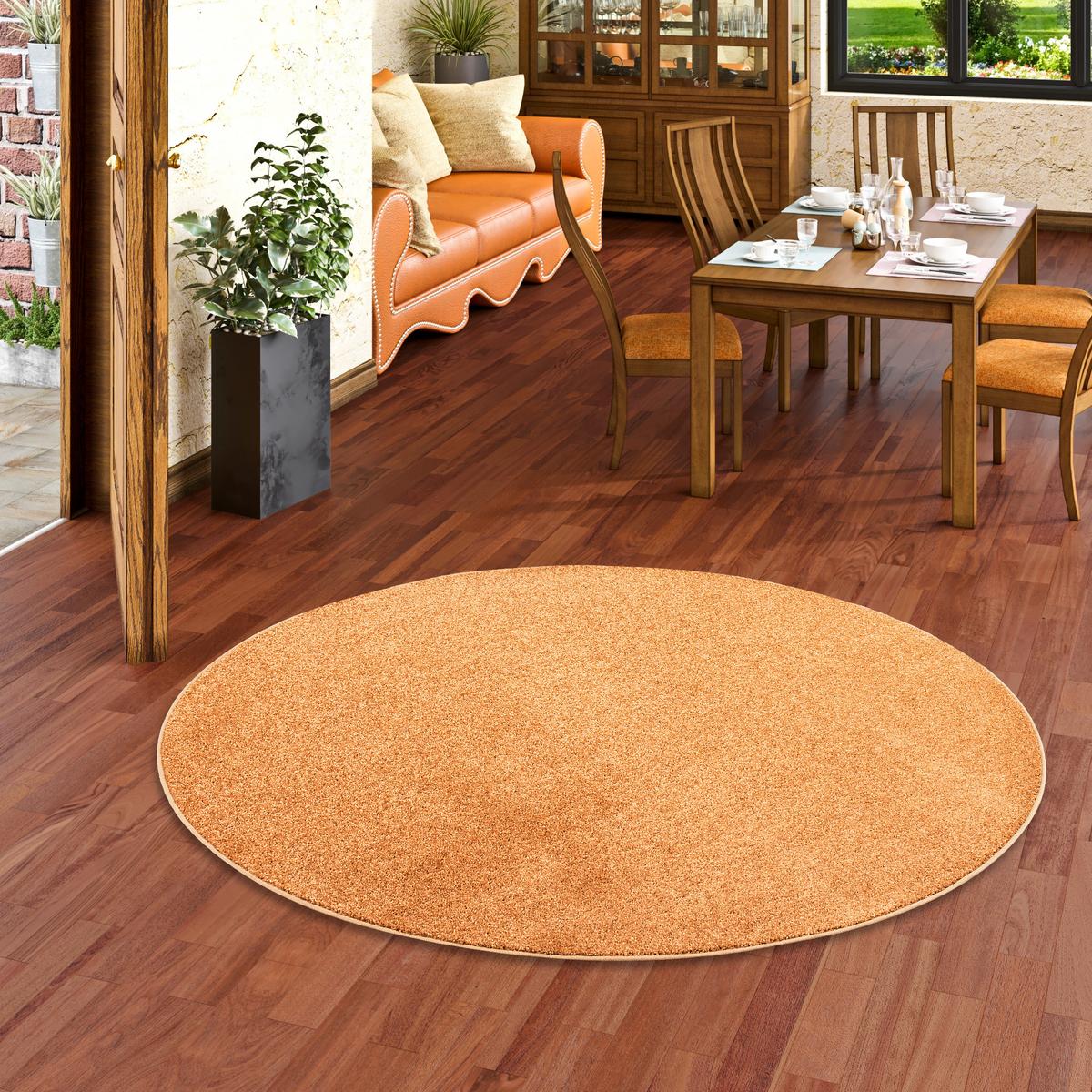 HOCHFLOR VELOURS TEPPICH LUNA RUND - Terracotta, Textil (160/160cm) - Snapstyle