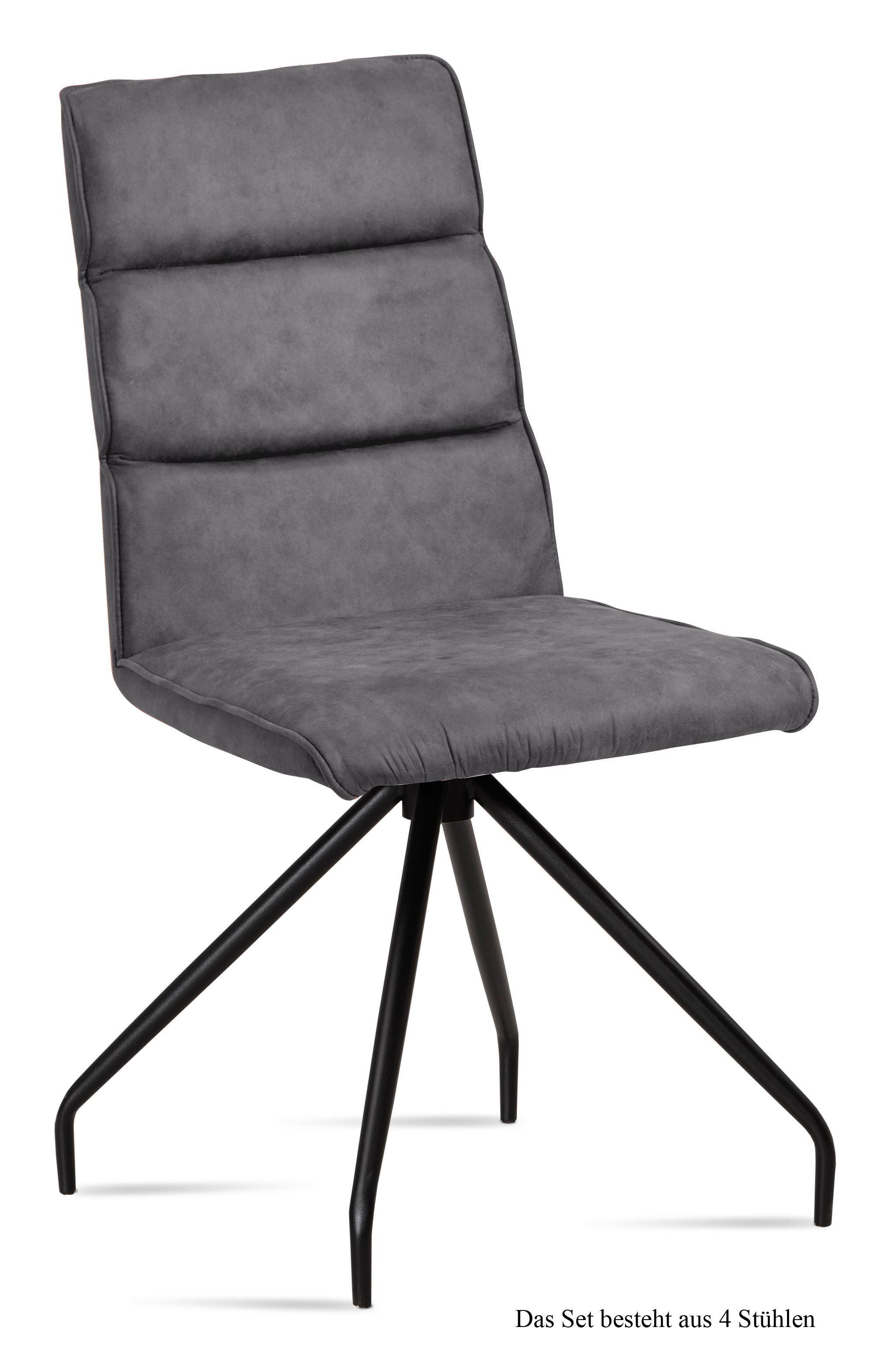 ESSZIMMERSTUHL (4er-Set) Devnet 47x92x60 Schwarz/Grau - Schwarz/Grau, Kunststoff (60/92/47cm) - 58aufmkessel