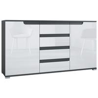 SIDEBOARD Sylt Weiß Hochglanz / Anthrazit matt - Weiß Hochglanz/Anthrazit, Holzwerkstoff (138.5/75.5/35cm) - Vladon