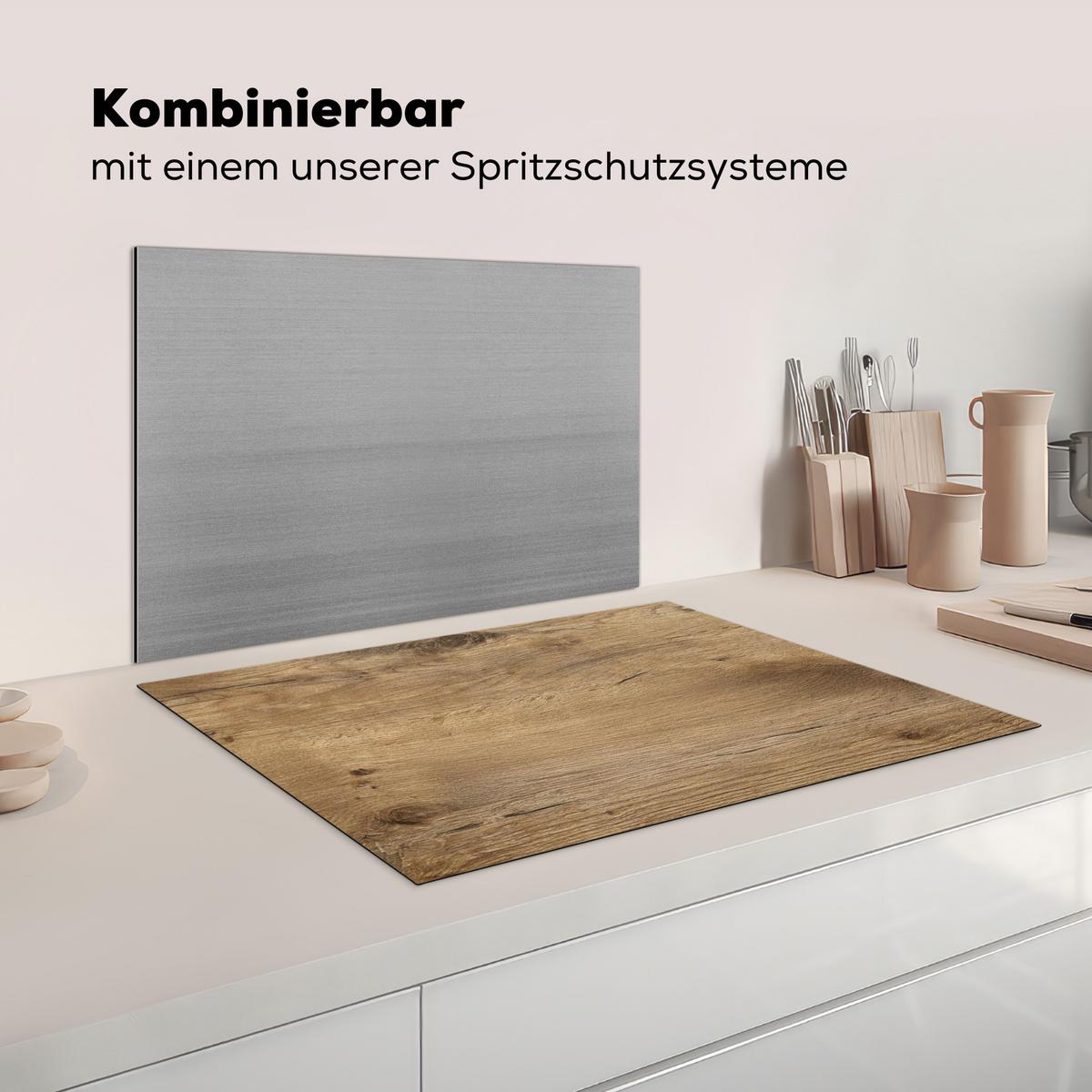 HERDABDECKPLATTE Holz - Braun - Holzoptik Herdabdeckung Induktionsfeld 75x52 cm - Eichefarben, Kunststoff (75/52/0.2cm) - MuchoWow