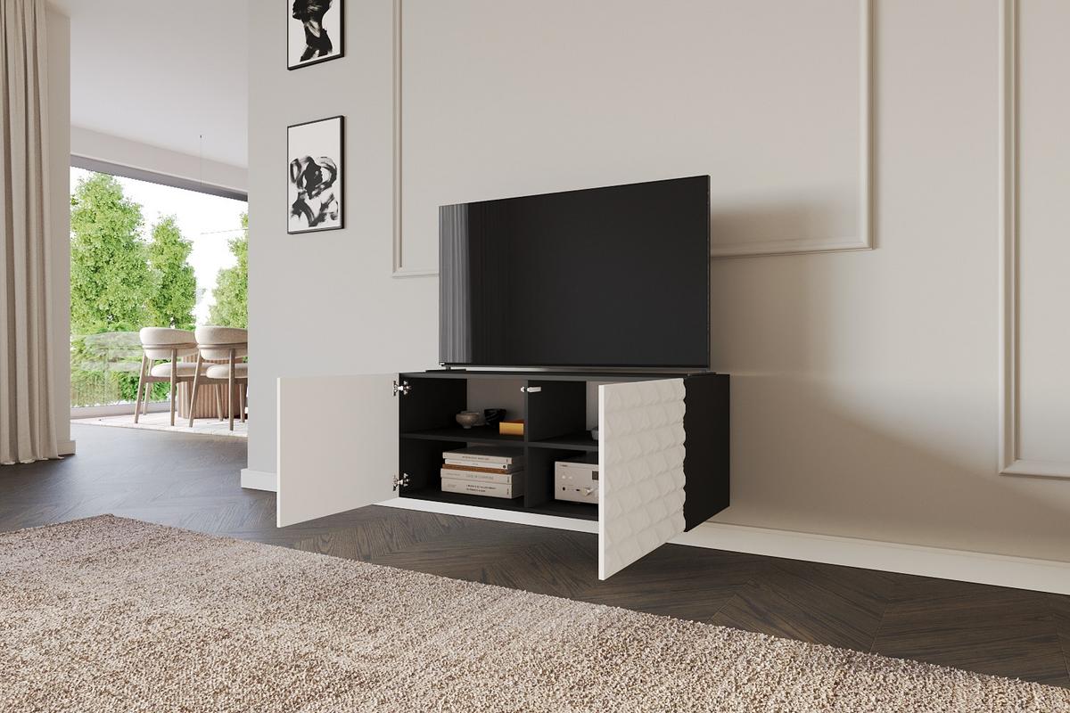 LOWBOARD VIRA-W 100x40x40 cm - Schwarz / Weiß - Weiß, Holzwerkstoff (100/40/40cm) - ALTDECOR