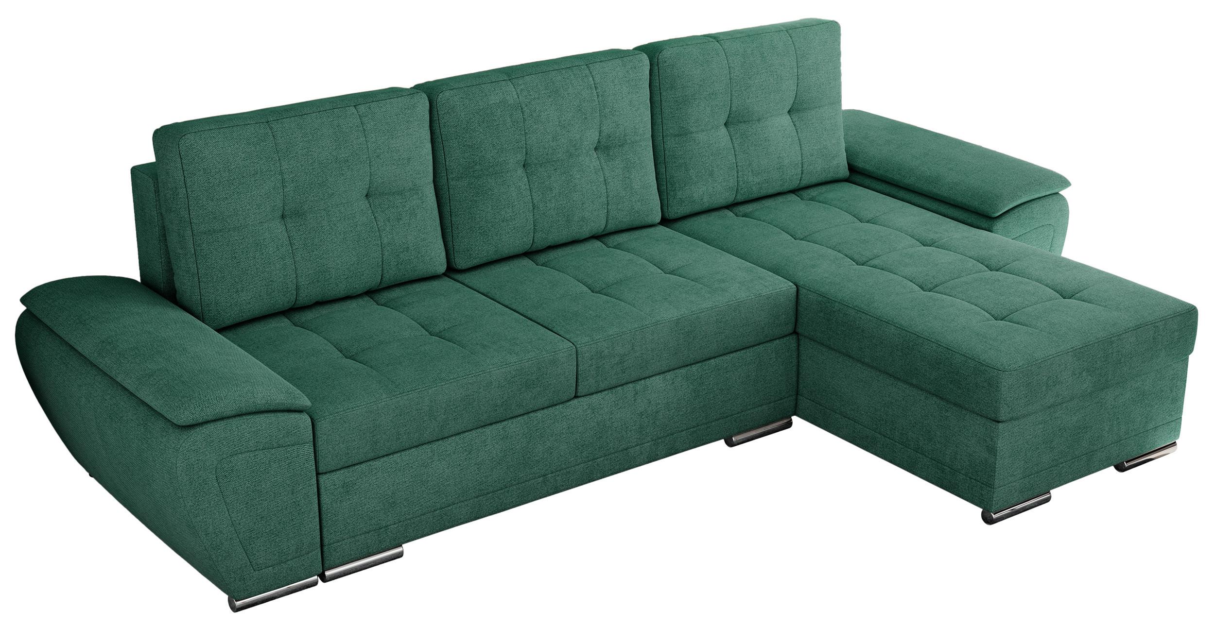 ECKSOFA UMBRIA L Grün Stukture - Grau/Grün, Textil (271/157cm) - MKS