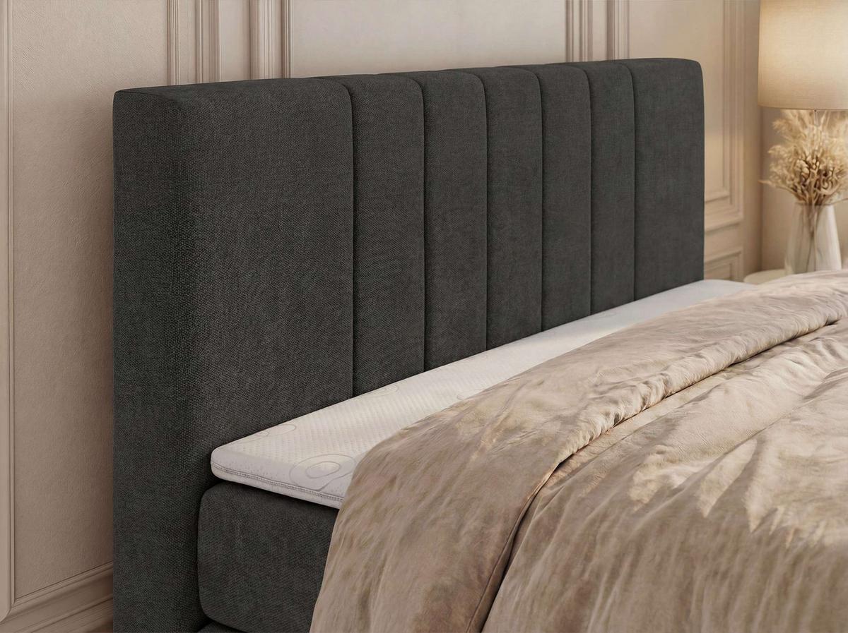 BOXSPRINGBETT INERO DUO KING 140/200 - Dunkelgrau Stukture - Topper Visco - H3 - Dunkelgrau/Schwarz, Kunststoff/Textil (140/200cm) - MKS