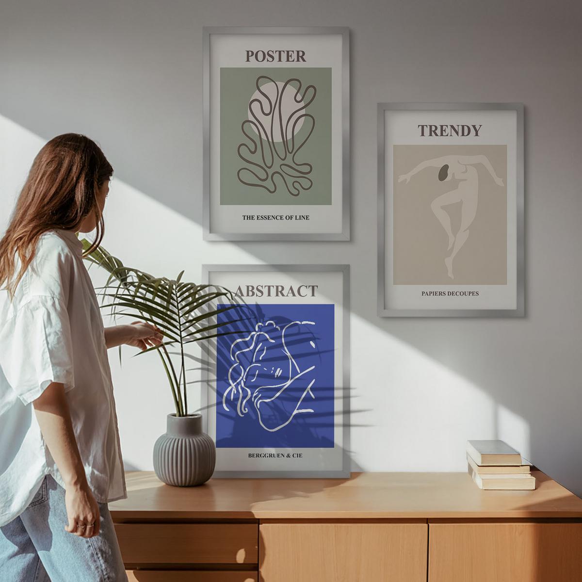 BILDER SET 3er Set - 40x60 cm Silberner Rahmen - Henri Matisse Pastellgrafiken - Silberfarben, Kunststoff (40/60cm) - TULUP