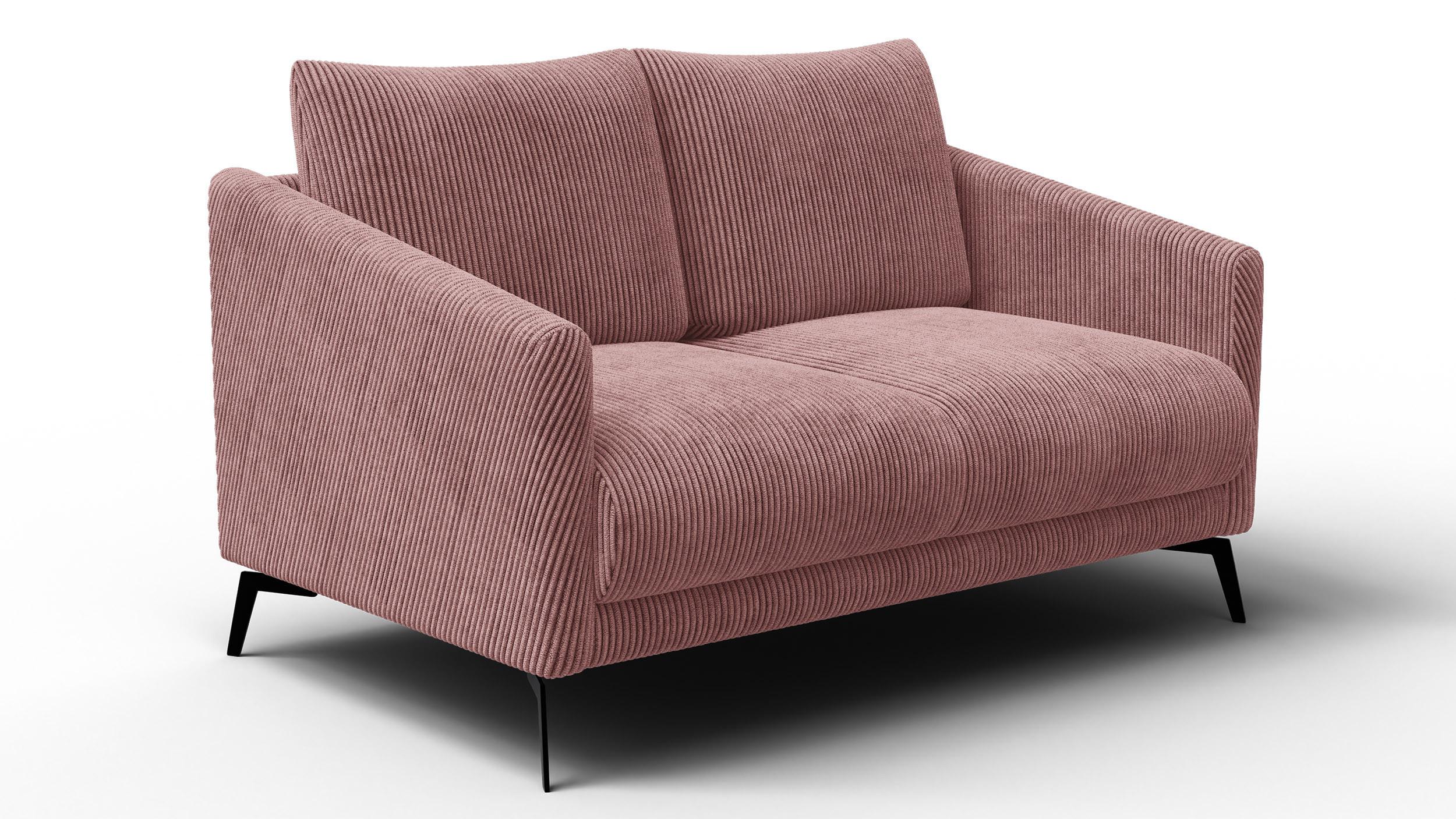 SOFA VILT 2-Sitzer, altrosa - Altrosa/Schwarz, Holzwerkstoff/Textil (142/89/94cm) - Wozimo