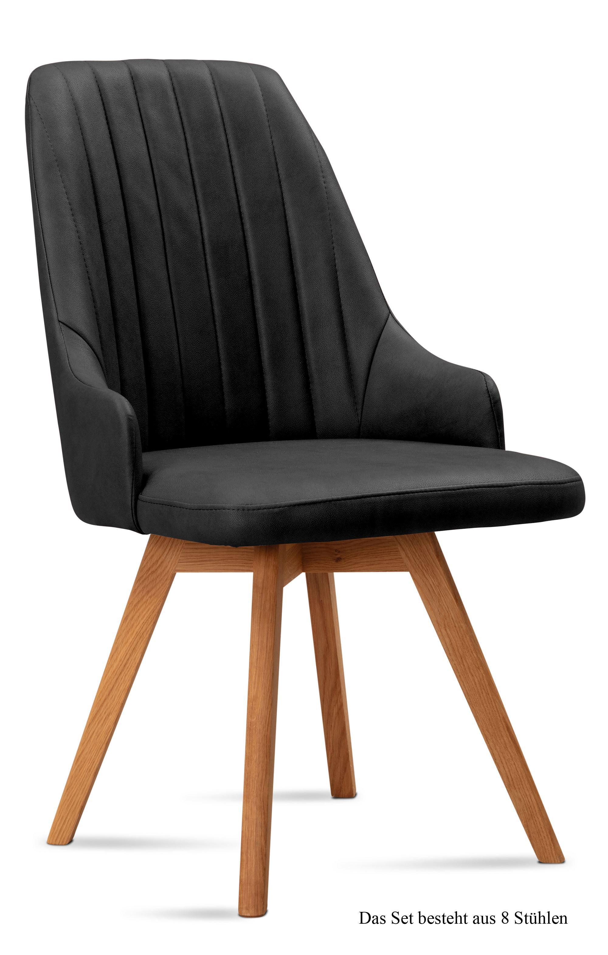 ESSZIMMERSTUHL (8er-Set) Domka 52x91x60 Eiche geölt/Anthrazit - Eichefarben/Anthrazit, Kunststoff (60/91/52cm) - 58aufmkessel