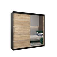 SCHWEBETÜRENSCHRANK 200/200/62 2-türig - Silberfarben/Schwarz, Holz/Kunststoff (200/200/62cm) - MÖBEL KRYSPOL