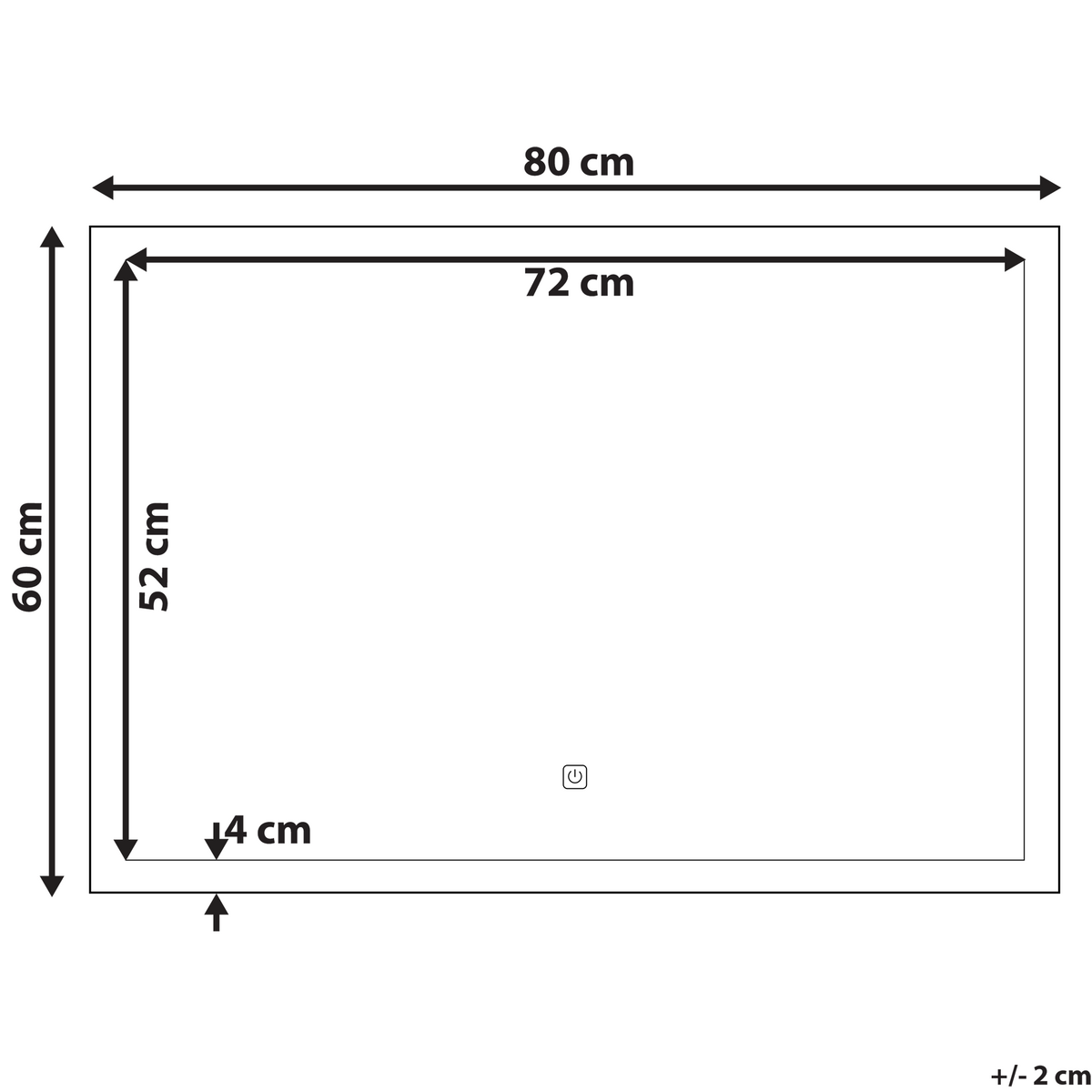 BADSPIEGEL mit LED-Beleuchtung rechteckig 80/60 cm Adour - Silberfarben, Kunststoff (80/60/4cm) - Beliani