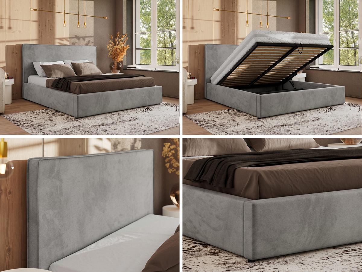 POLSTERBETT CORIVO CLASSIC 140/200 - Hellgrau Velvet - Multipocket-Matratze - Hellgrau, Textil (140/200cm) - MKS