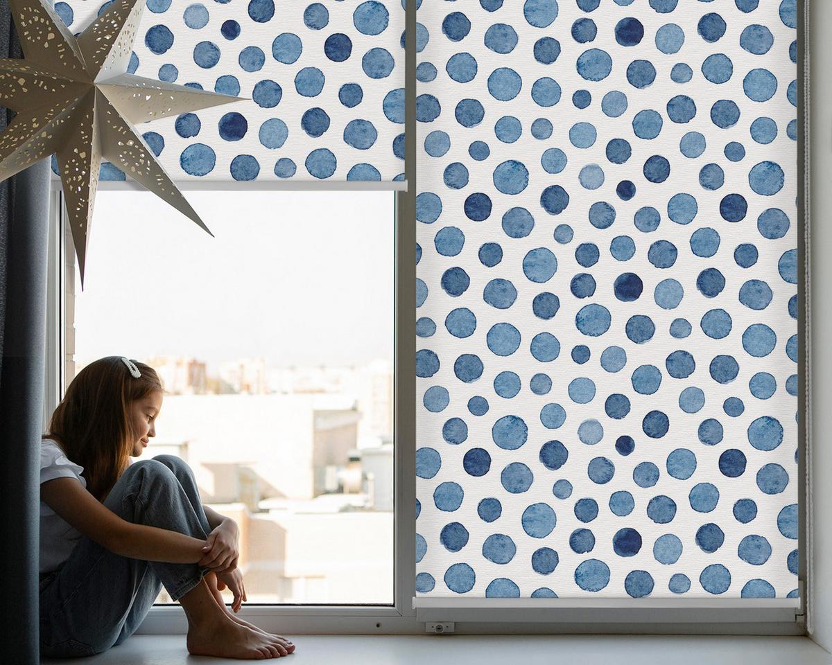 INNENROLLO - Fensterrollo - Rollo - 60x40 cm - Blaue Punkte - Blau, Kunststoff (60/140/0.5cm) - TULUP