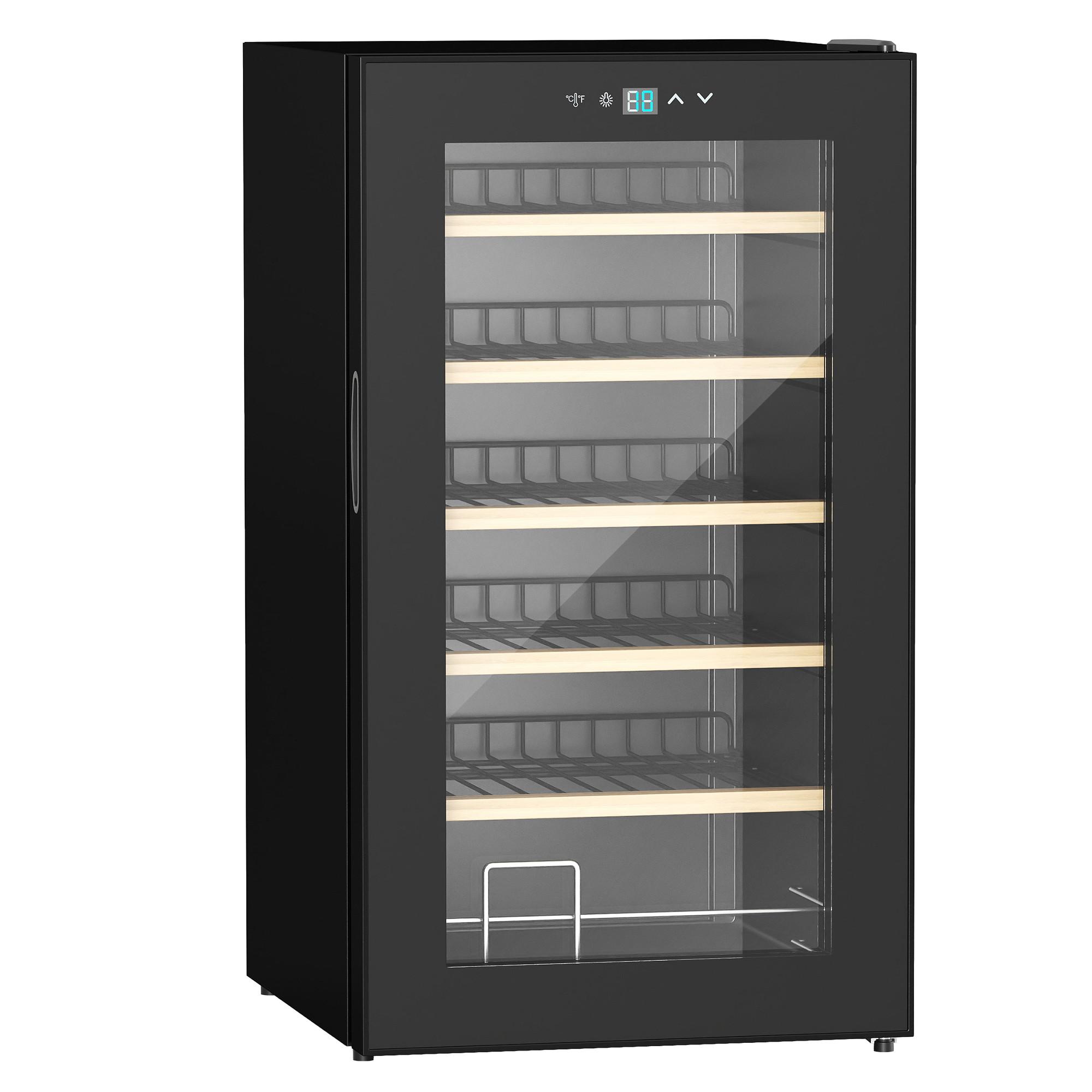 WEINKÜHLSCHRANK Metall Hartglas Schwarz - Schwarz, Metall (45/75/43cm) - HOMCOM