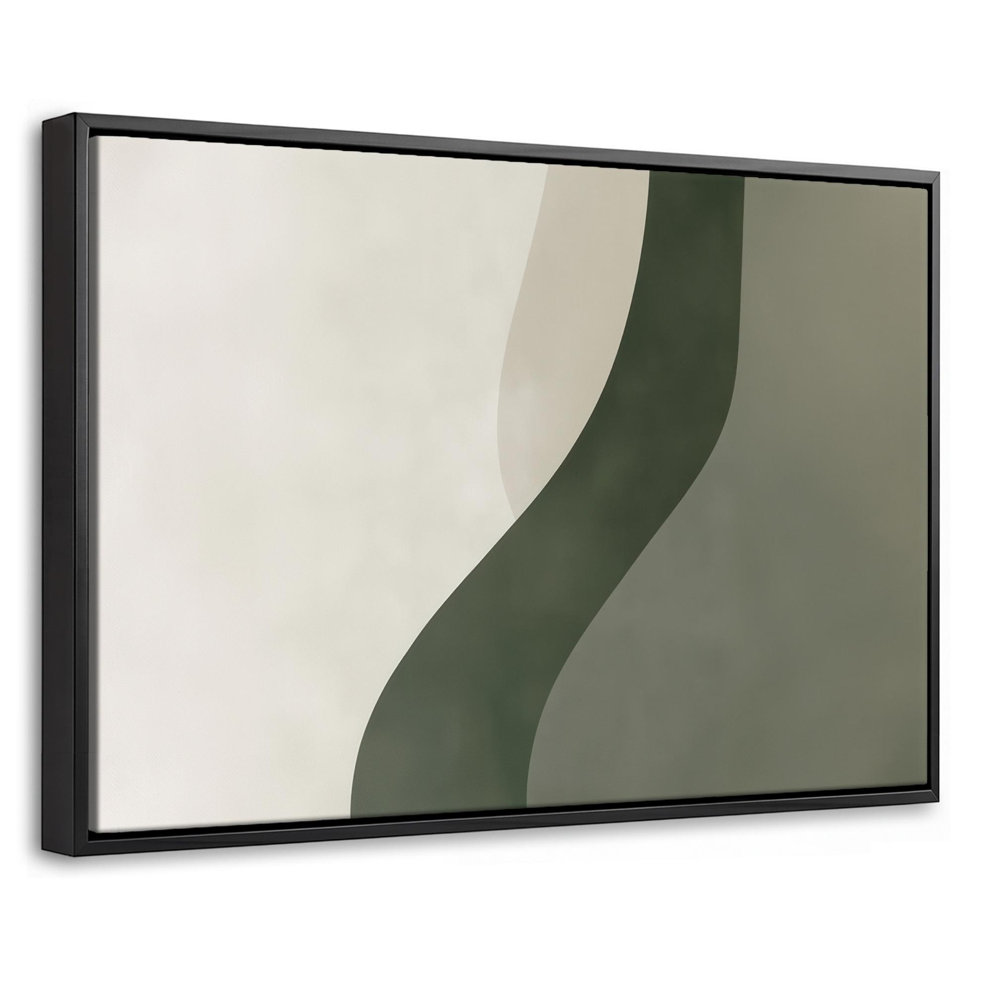 LEINWAND Bilder mit Rahmen - Japandi - Grün - Abstrakt - Modern - 60x40 - Salbeigrün, Textil (60/40cm) - MuchoWow
