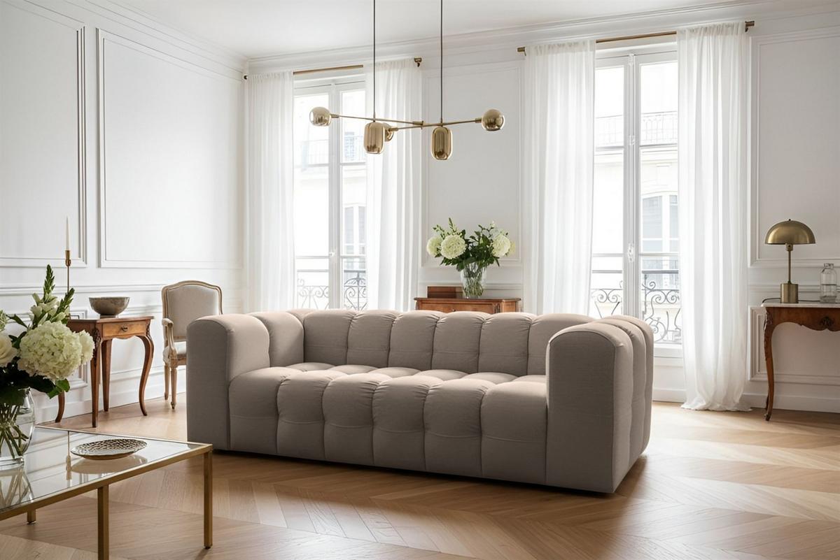 SOFASET Solvie 2-3 In Tiffani - Taupe, Holzwerkstoff/Textil (230/75/106cm) - Fun Möbel