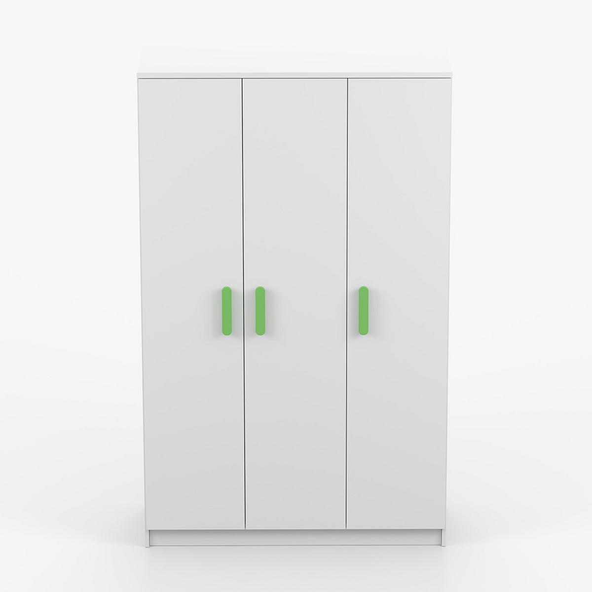 KLEIDERSCHRANK Jonas I 2D 19, 120/192/50, 3-türig, weiß - Weiß/Grün, Holzwerkstoff (120/194/50cm) - imoebel24