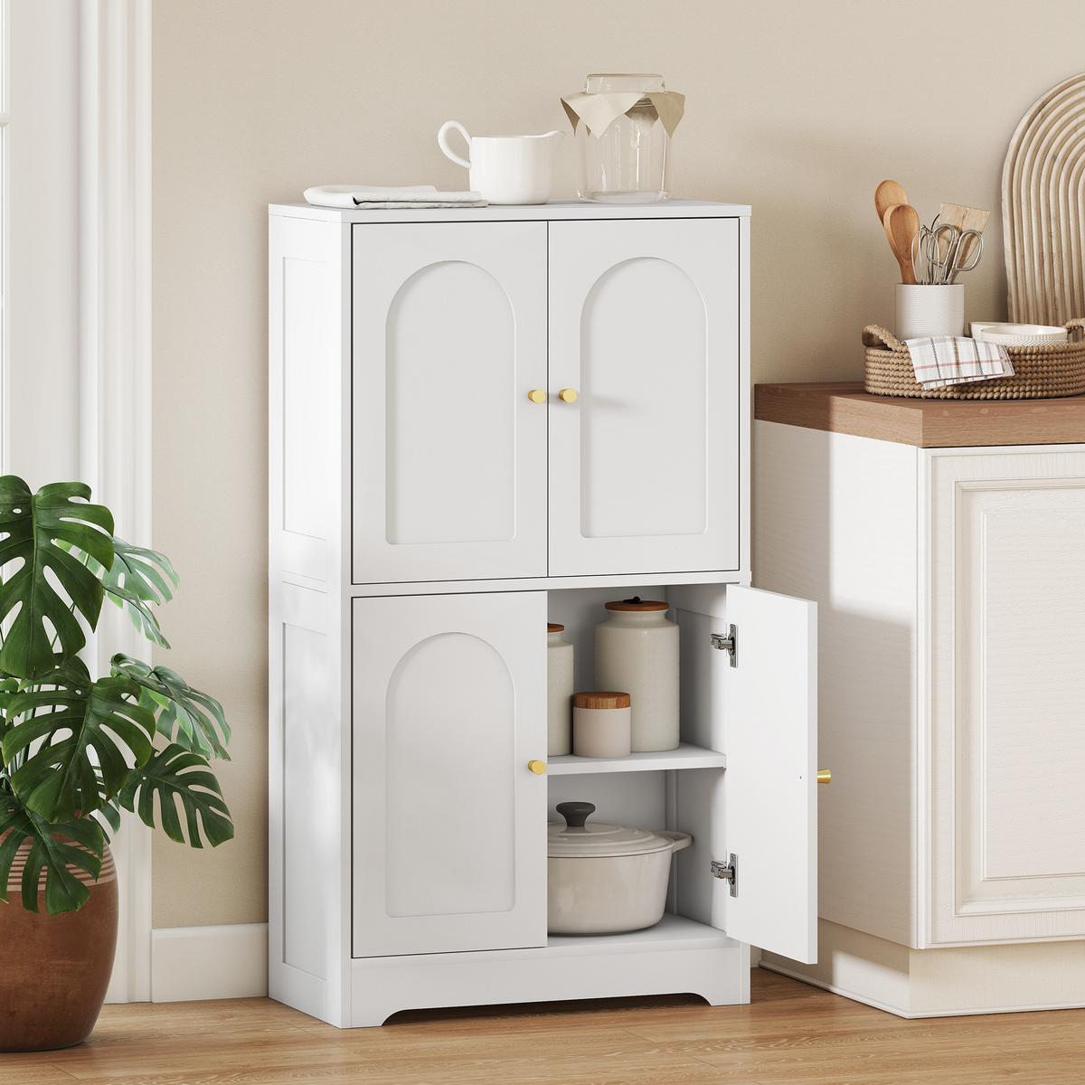 KÜCHENSCHRANK Spanplatte Weiß - Goldfarben/Weiß, Holzwerkstoff/Metall (30/110/60cm) - HOMCOM