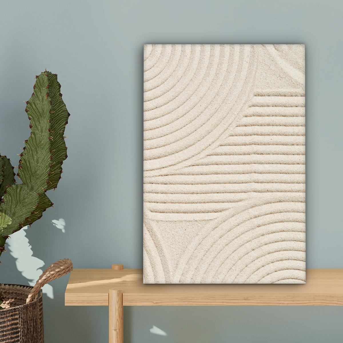 LEINWANDBILD Muster - Abstrakt - Weiß Deko Wohnzimmer 20x30 cm - Beige, Textil (20/30cm) - MuchoWow