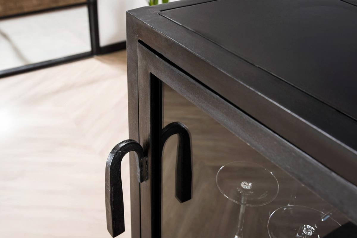 WEINSCHRANK CORO Schwarz Metall - Schwarz, Metall (55/135/40cm) - KAWOLA