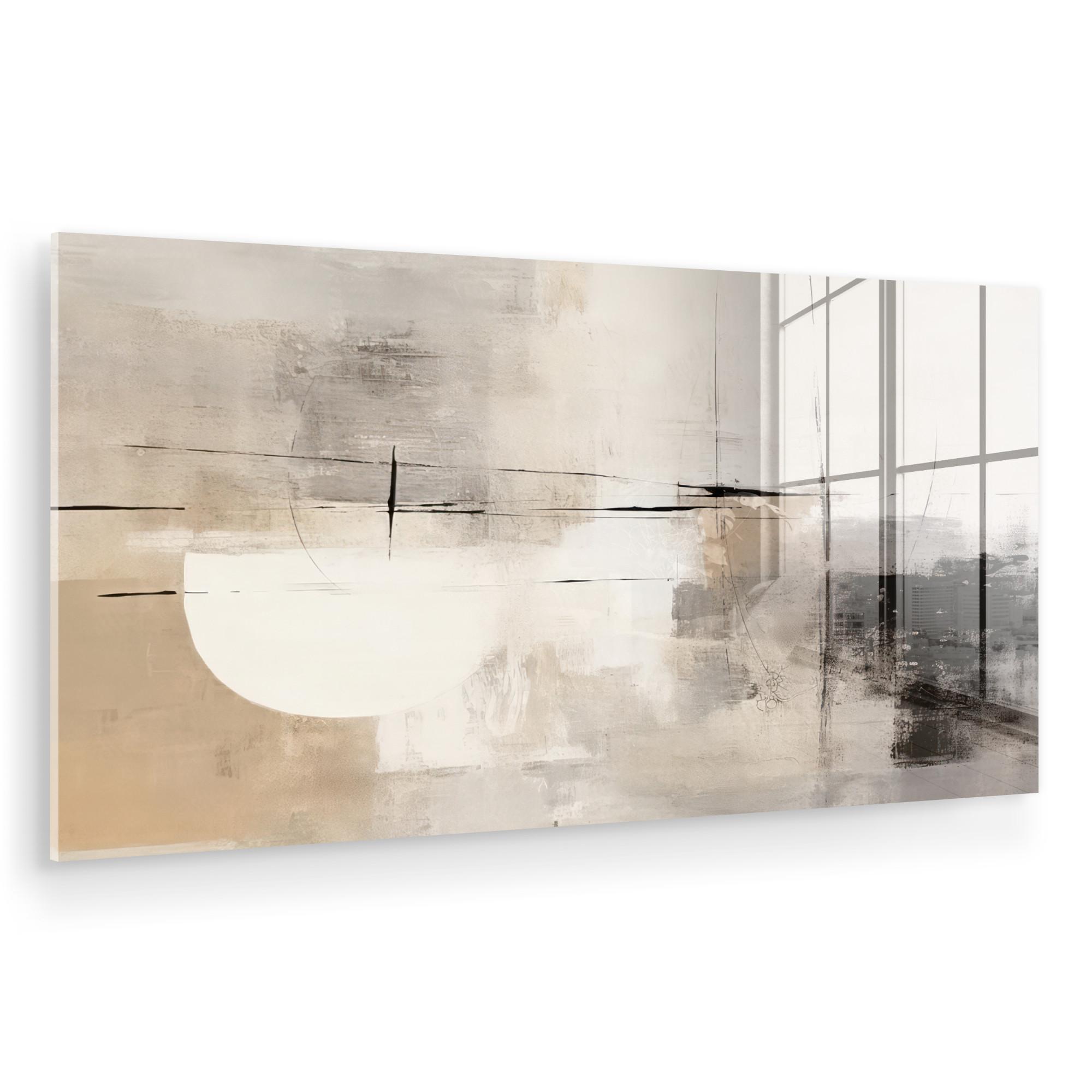 ACRYLGLASBILD Abstrakt - Kunst - Grau 120x60 cm - Hellgrau, Glas (120/60cm) - MuchoWow