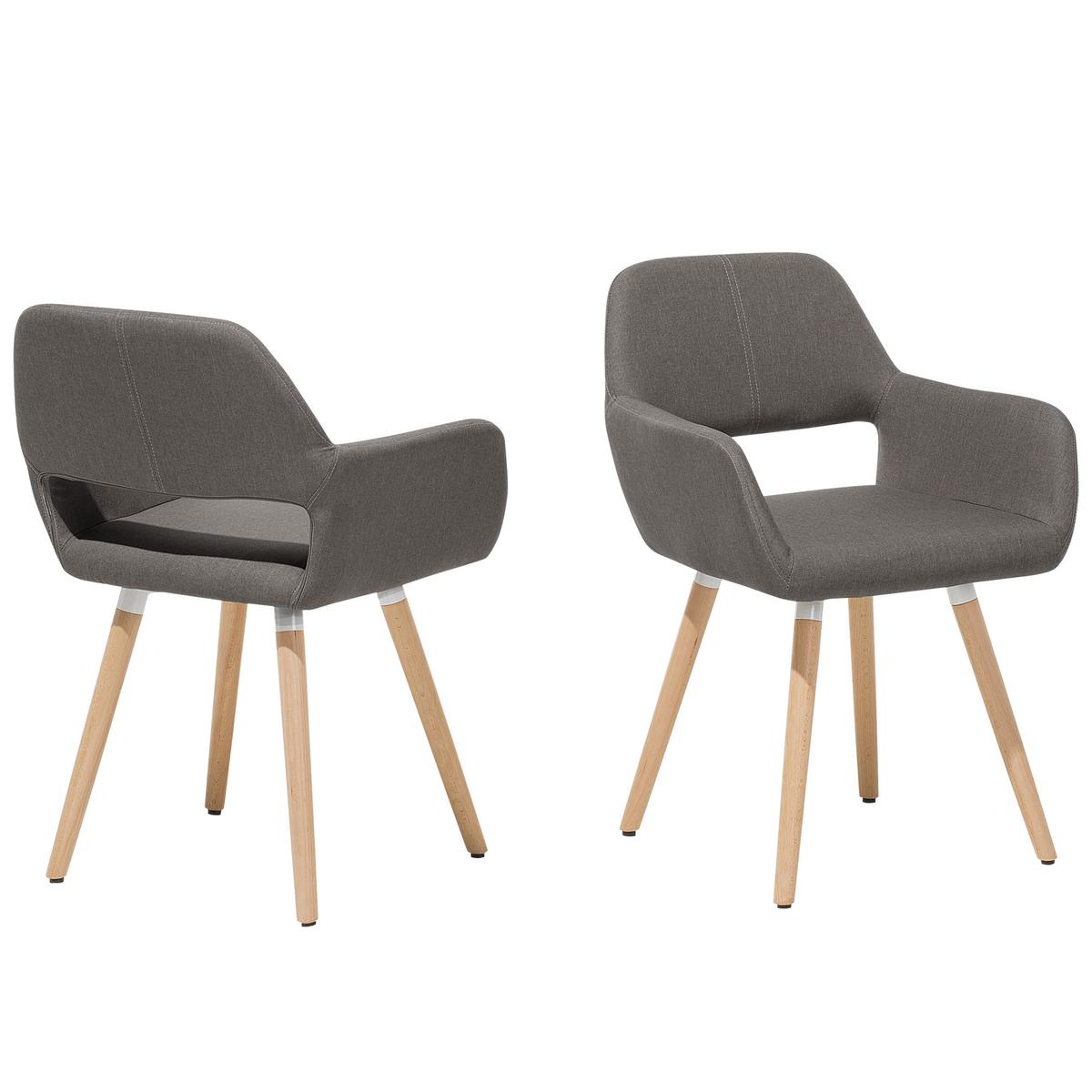 ESSZIMMERSTUHL 2er-Set Polsterbezug Braun Chicago - Braun, Holz/Textil (56/81/56cm) - Beliani