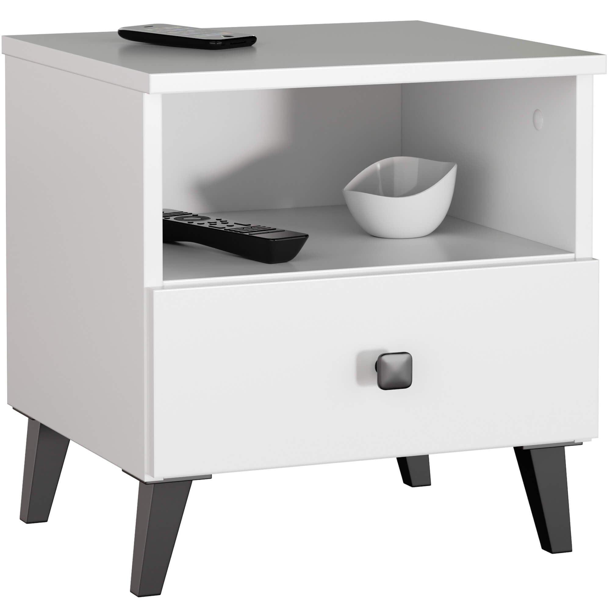 NACHTTISCH Weiß, Schwarz 43/40/37 - Schwarz/Weiß, Holzwerkstoff (40/43/37cm) - RAUMHIRSCH FURNITURE