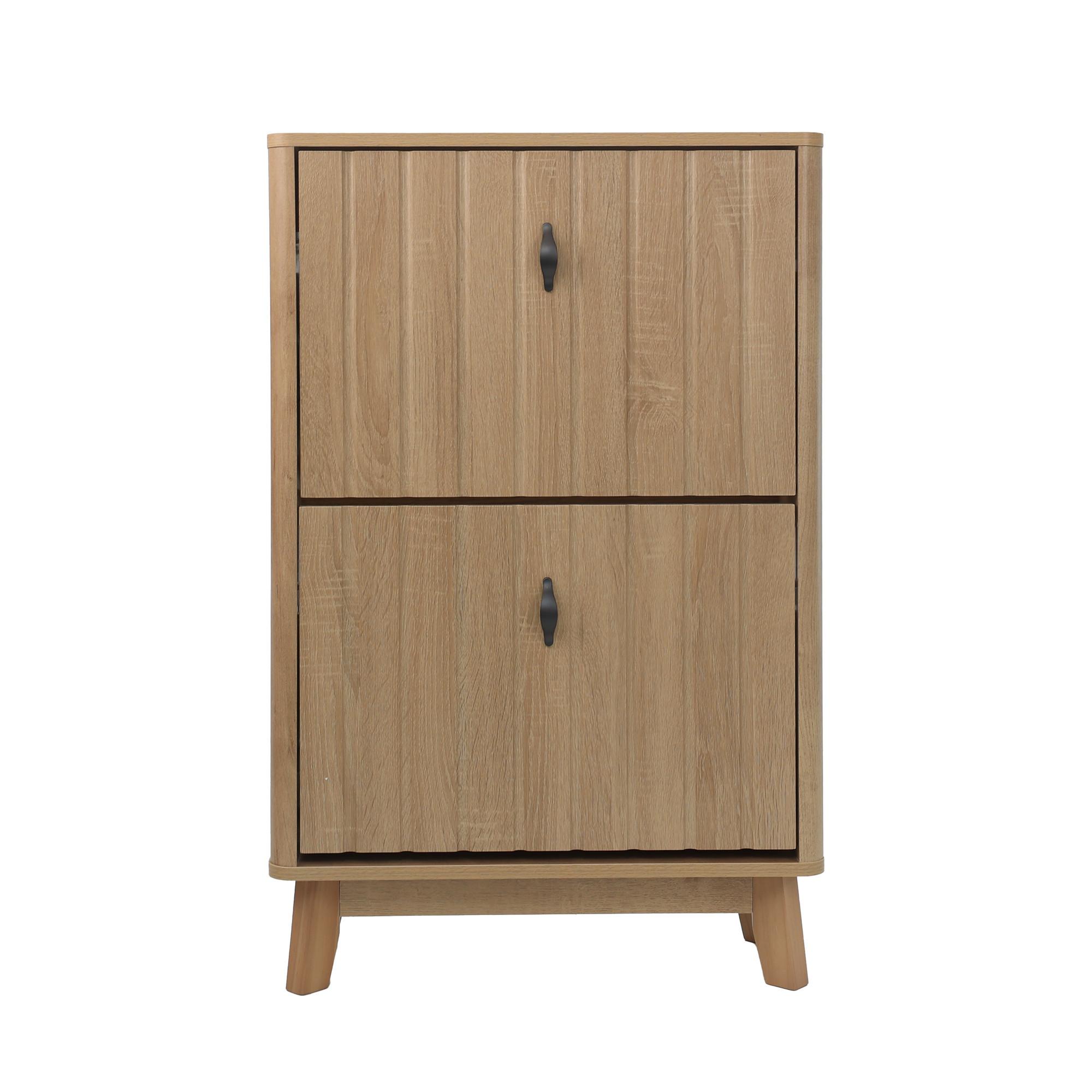 SCHUHESCHRANK Eichenfarben Mit Kippfach & Schranktür Mid-Century - Eichefarben, Holzwerkstoff (60/94/24cm) - Urban Meuble