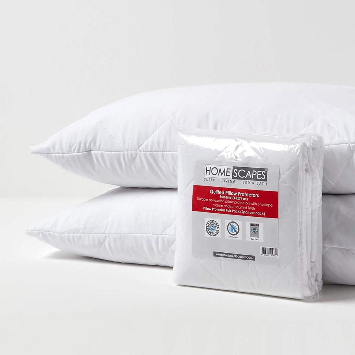 KISSENSCHONER gesteppt 48/74 cm, 2er-Set, Hotelverschluss - Weiß, Textil (48/74cm) - Homescapes