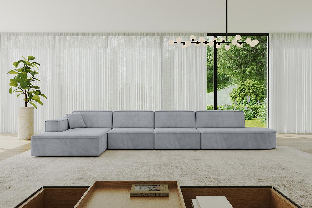 ECKSOFA Ottomane Links IREA-L3-v4 - 412x165x77 cm Grau - Titanfarben, Holzwerkstoff/Textil (412/165cm) - ALTDECOR