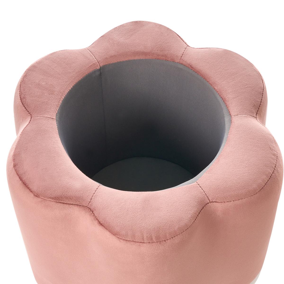 KINDERHOCKER mit Stauraum Samtstoff Rosa Blume Flower - Pink/Schwarz, Textil (40/38/40cm) - Beliani