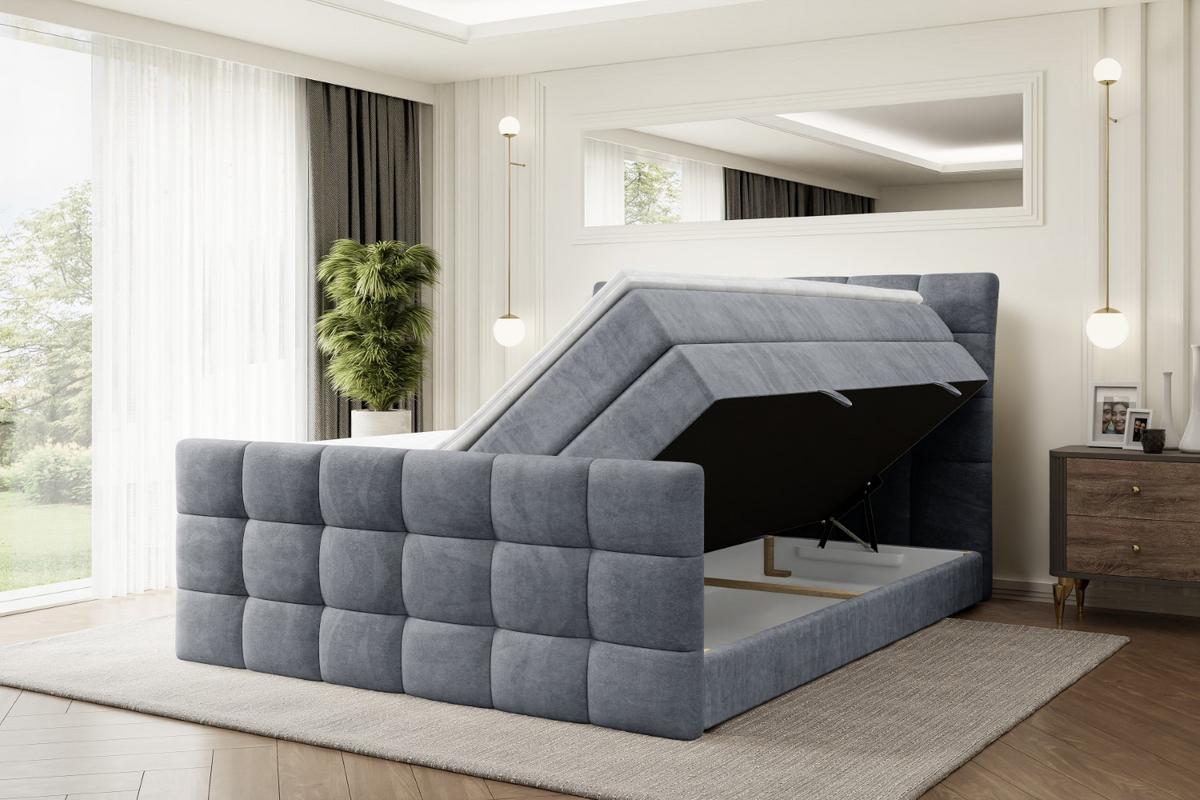BOXSPRINGBETT BRUGO-Z KING - 140 x 200 - H3/H4 - Grau - Grau, Holzwerkstoff (140/200cm) - ALTDECOR