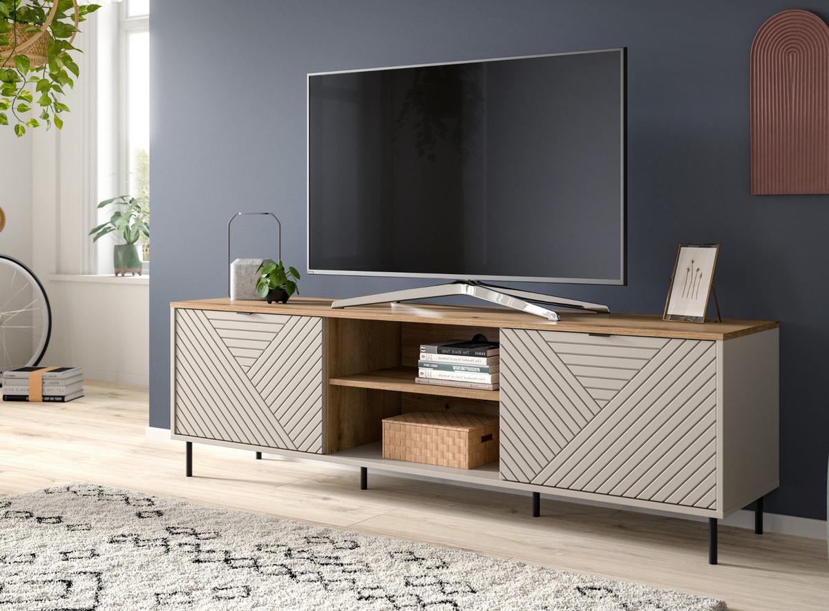 TV-LOWBOARD Kaschmir, Evoke Eiche 184 x 55 cm, TV Unterteil in modernem Design - Kaschmir/Eichefarben, Holzwerkstoff/Metall (184/55/40cm) - Inn.Furn