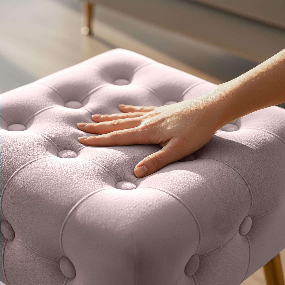 POLSTERBANK mit Samt - Optik Rosa 40/42/40 - Rosa, Textil (40/42/40cm) - RAUMHIRSCH FURNITURE