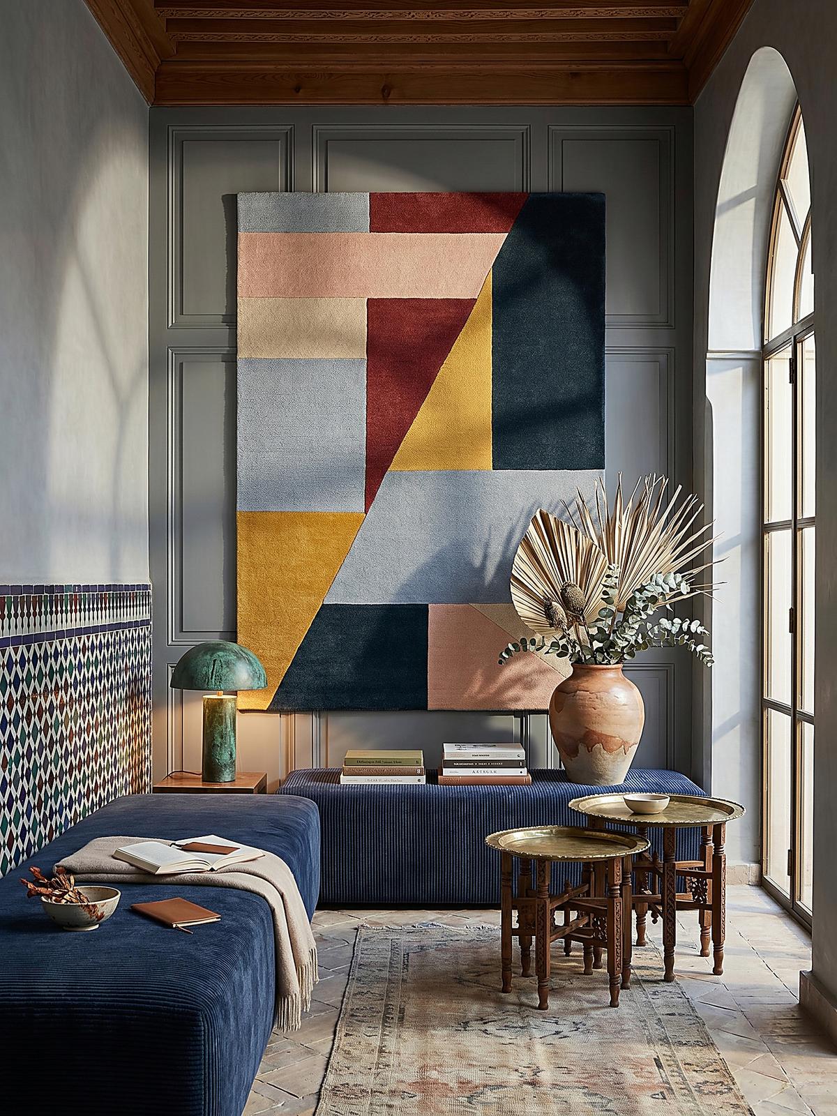 WOLLTEPPICH DEBEN, geometrisch, Kontrast-Bunt, 120 x 170 cm - Multicolor, Textil (120/170cm) - KADIMA DESIGN