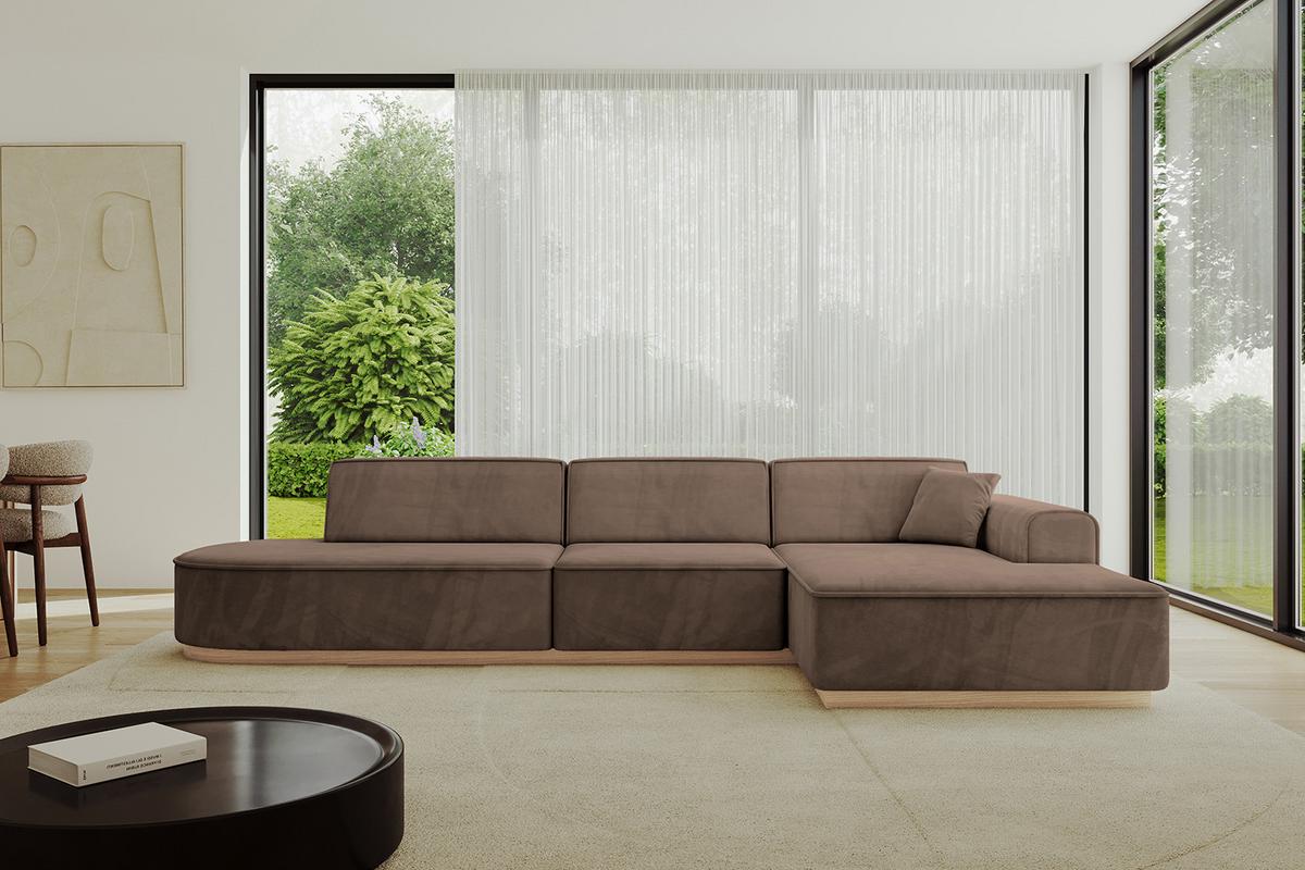 ECKSOFA Ottomane Rechts IREA-L2 - 327x165x80 cm Braun - Braun, Holzwerkstoff/Textil (327/165cm) - ALTDECOR