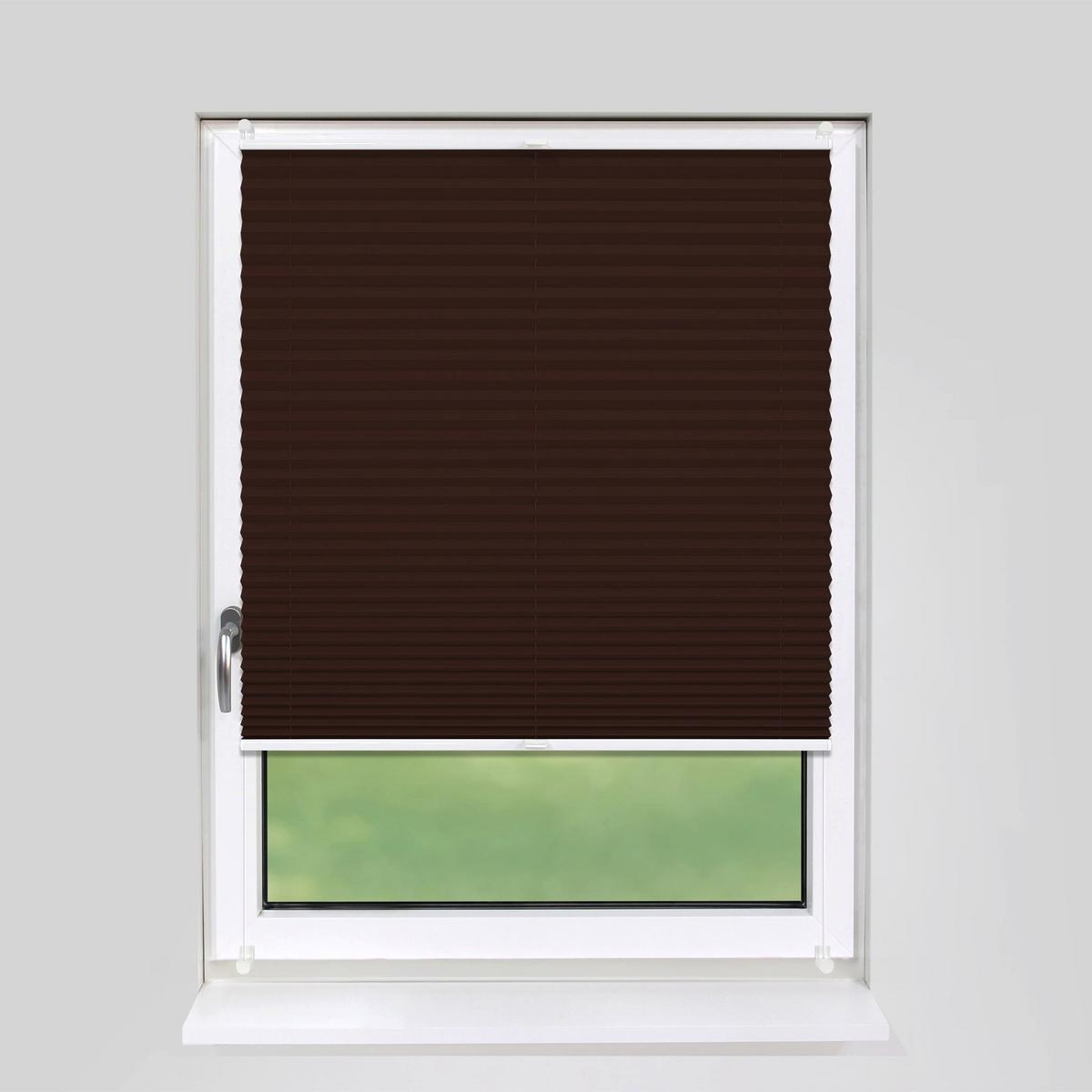 PLISSEE Basic 115 x 150cm Klemmfix ohne Bohren - Dunkelbraun, Textil (115/150cm) - Deco-Raum