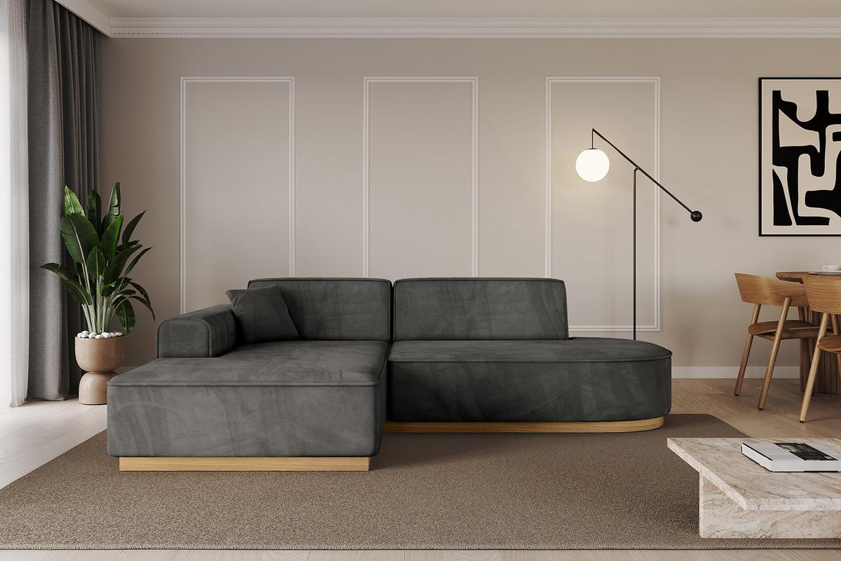 ECKSOFA Ottomane Links IREA-L1-v2 - 232x165x80 cm Ecru - Anthrazit, Holzwerkstoff/Textil (232/165cm) - ALTDECOR