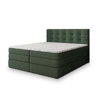 BOXSPRINGBETT AREZI 200x200 cm mit Matratze und Topper, H2+H3 - Grün - Grün, Holz (200/200cm) - MASSENO