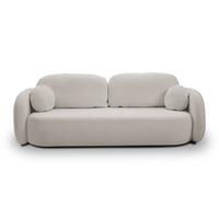 BETTSOFA AMICO Hellgrau Bucle-Stoff mit Schlaffunktion - Hellgrau, Holz (238/86.5/101cm) - MASSENO
