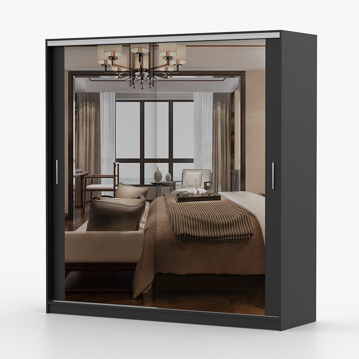 KLEIDERSCHRANK Tokyo M 203 cm, 203/215/58, 2-türig, schwarz - Schwarz, Holzwerkstoff (203/58/215cm) - imoebel24