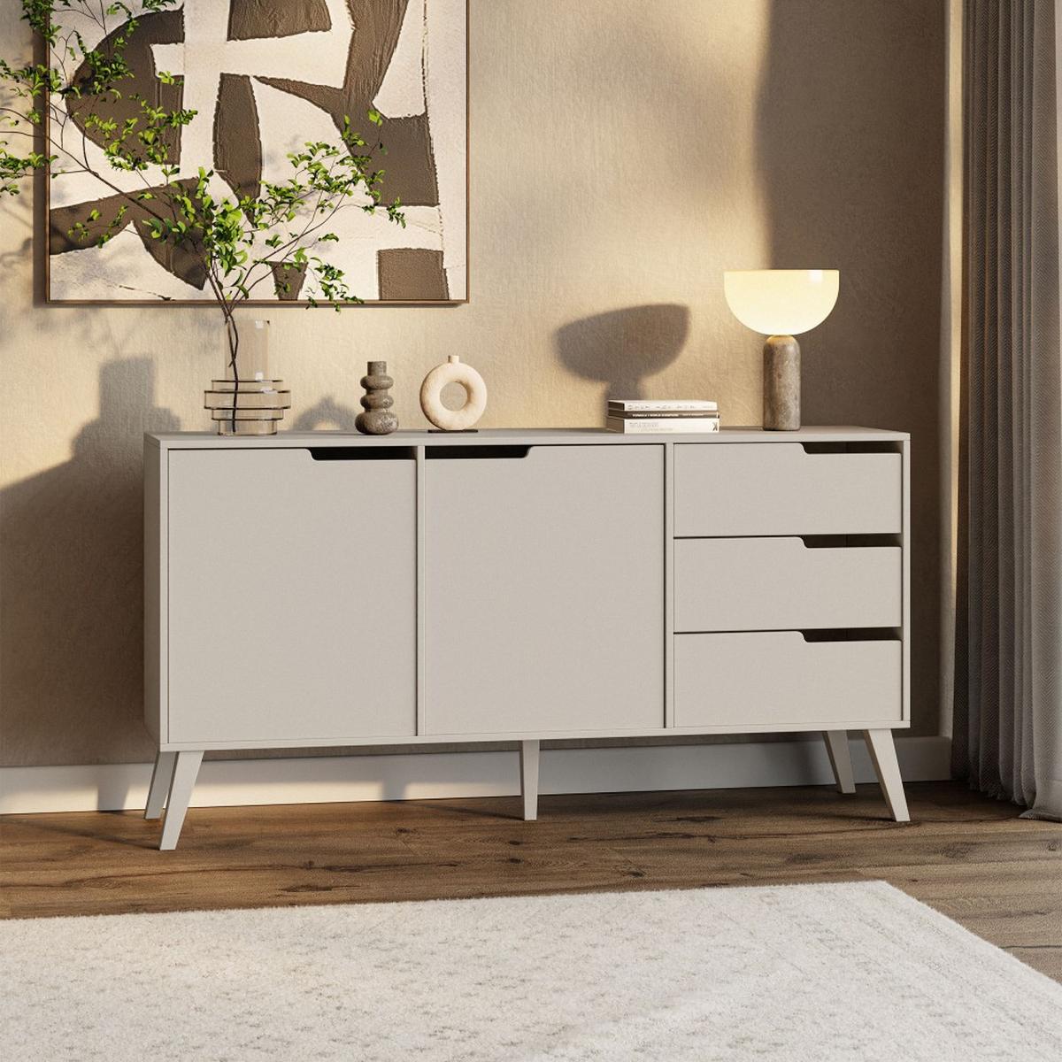 KOMMODE Norel mit 3 Schubalden und 2 Türen, Kaschmir - Kaschmir, Holz/Holzwerkstoff (160/80/40cm) - Beautysofa