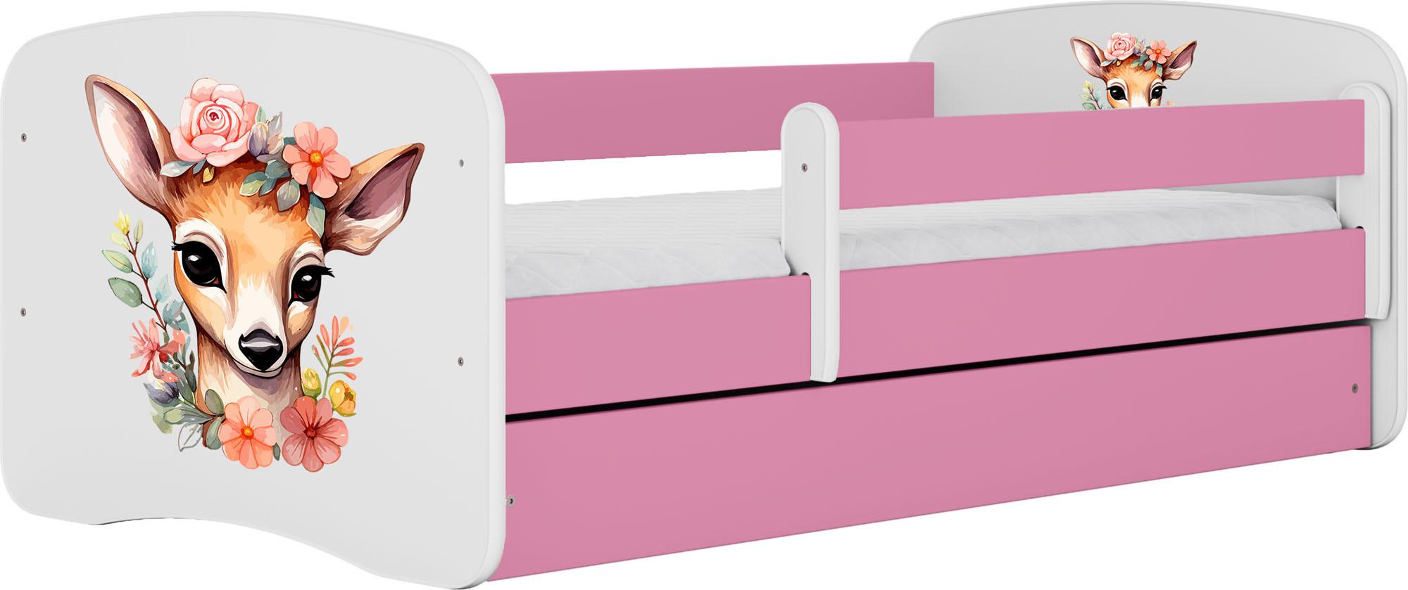 KINDERBETT Emily mit Schublade und Matratze, Rosa 70x140 cm - Dunkelorange, Holzwerkstoff (140/70cm) - WFL GROUP