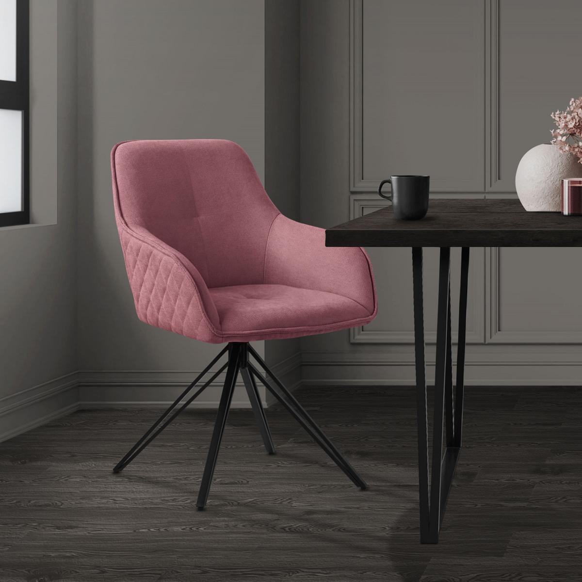 ESSZIMMERSTUHL drehbar Altrosa Webstoff - Pink/Schwarz, Textil/Metall (61/84.5/57cm) - ML-DESIGN
