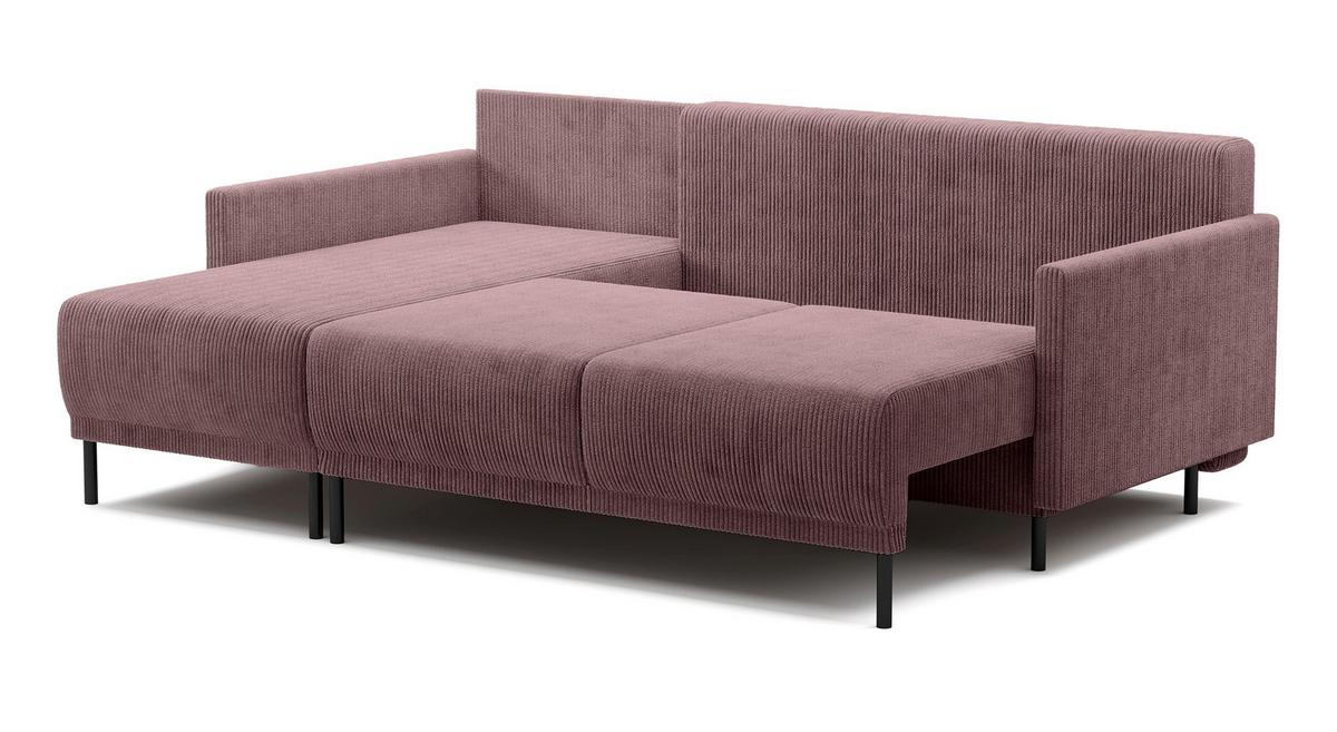 ECKSOFA Hamiel Lila Cordbezug - Flieder/Schwarz, Holz/Textil (212/142cm) - Selsey