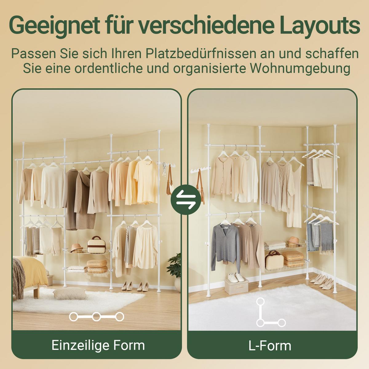 TELESKOP-KLEIDERSTÄNDER Weiß - Weiß, Kunststoff (311/295/37cm) - SoBuy