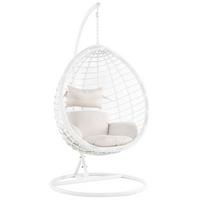 HÄNGESESSEL mit Gestell PE Rattan weiß 106 cm Fano - Weiß, Kunststoff (108/200/108cm) - Beliani