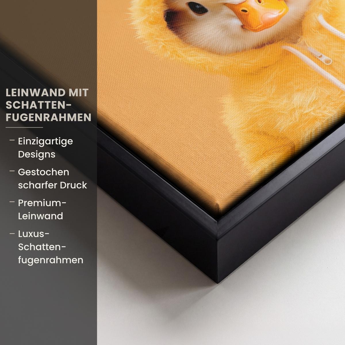 LEINWAND Bilder mit Rahmen - Osterhase - Kostüm - Ente - 20x20 - Gelb, Textil (20/20cm) - MuchoWow